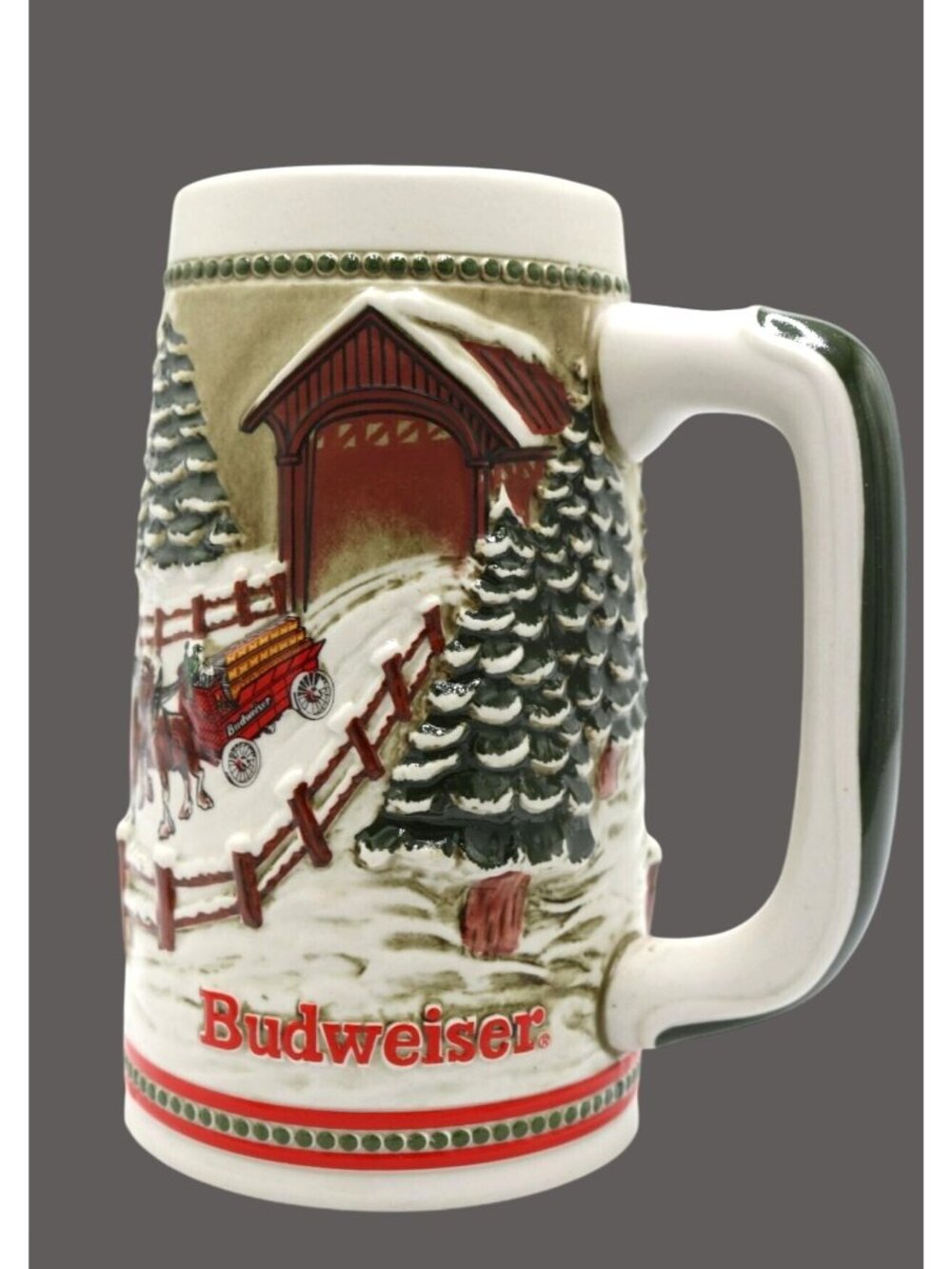 Vintage Budweiser Clydesdale Stein Mug Cup 20 oz Vintage 1984 Christmas Holiday